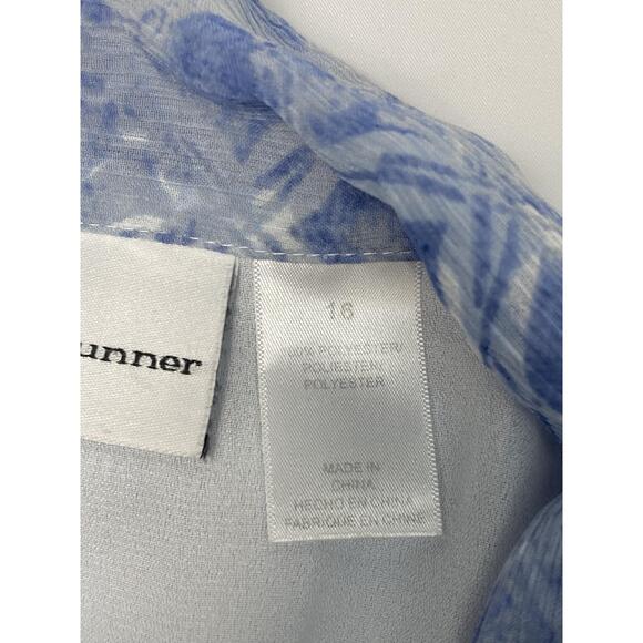 Alfred Dunner Blue White Abstract Pattern Short Sleeves‎ Button Up Blouse 16 - Picture 5 of 8